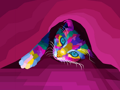 colorful cat pop art animals animation art colorful colorful cat design illustration logo pop art wpap