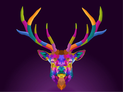 colorful deer pop art portrait animals animation art colorful design dribbble illustration logo pop art wpap