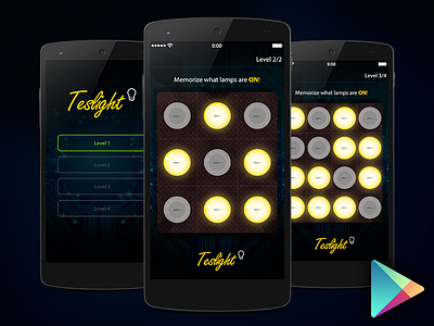 Teslight memory game app app design game memory ui