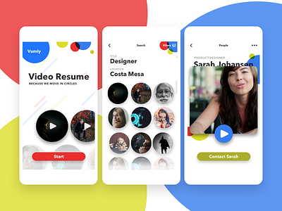 Vumly // Video Resume app app colors cv design flat fun ios iphone resume video