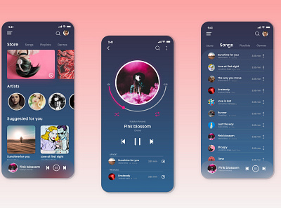 music player app app design minimal ui ux