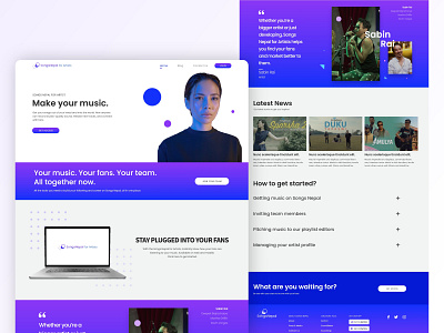 Homepage design for songs nepal artist