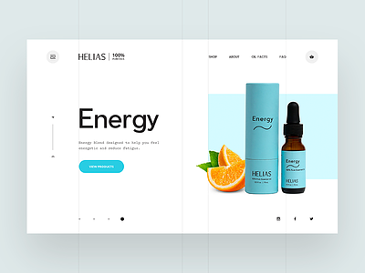 Helias oils - home page product blue clean creative design digital essential helias image interface mockup oil orange typography ui ux web design