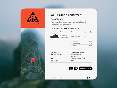 Day17 - Email Receipt 100daychallenge acg dailyui design ecommerce email email receipt nike shopping ui