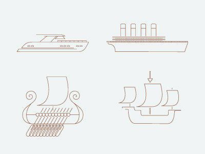 Then & Now boat carrack icon ship symbol titanic viking ship yacht