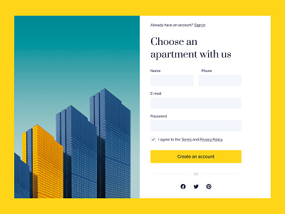 Sign up form apartment daily dailyui design registration screen sign up ui usability design user experience ux web