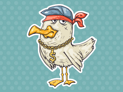 seagull gangster bird cartoon character seagull