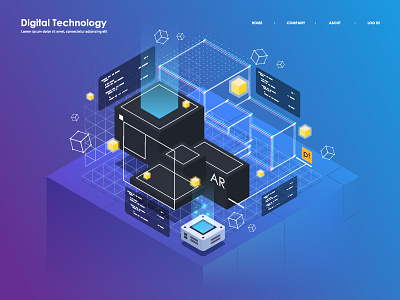 Abstract isometric illustration. Template for web and apps. ar cyber data digital flat future illustration isometric server virtual vr