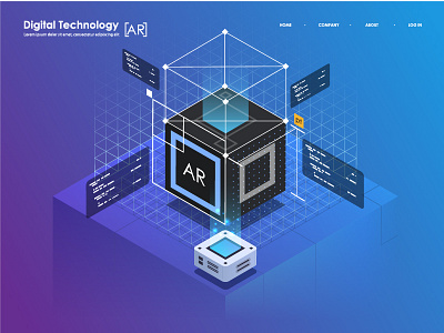 Abstract isometric illustration. Template for web and apps.