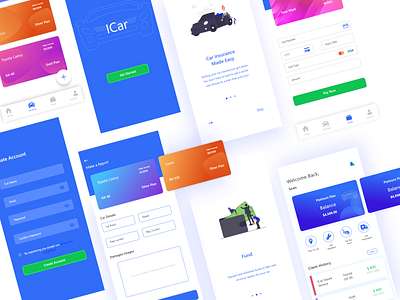 ICar Insurance App app car design insurance app mobile app mobile app design product product design uidesign ux design