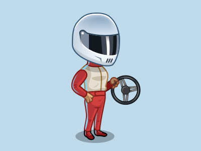 Social game avatar car racer character driver driving wheel illustration social game vector