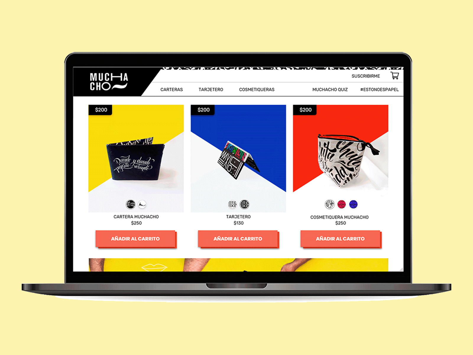MUCHACHO E-commerce adobe xd animated gif desktop ecommerce gif landing page primary colors