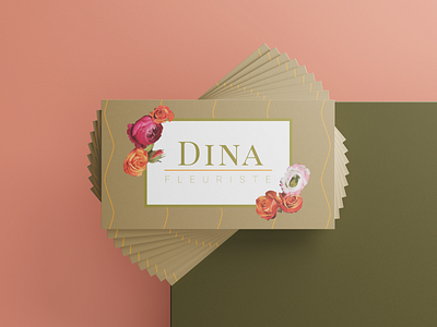 Dina Fleuriste Business Card Design branding business card business card design card concept design flower shop flowers graphic design illustrator logo vector