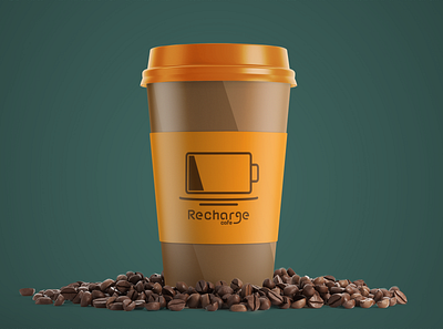 Recharge Cafe Branding Design branding coffee coffee cup coffee shop design digital art graphic design icon logo minimalist mug design typography vector