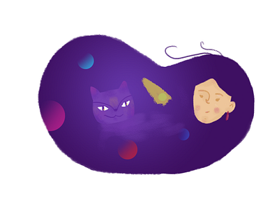 Cosmos cat cartoon cat cosmos girl illustration piispanen space violet