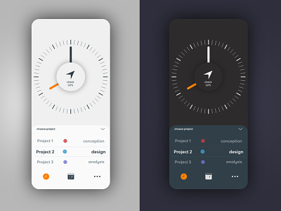 clock - time tracking app app app concept app ui darkmode design time time tracking timetracking tracking ui ux uxdesign