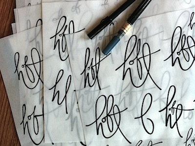 h of t hand handwriting ink logo loop paper pen script