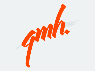 Initials gmh initials orange red script swash
