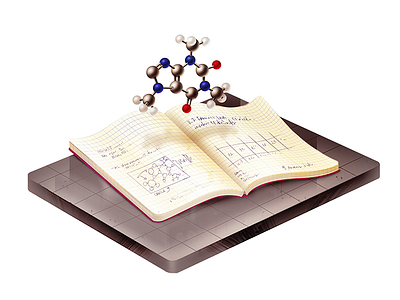 Research book icon illustration molecules research