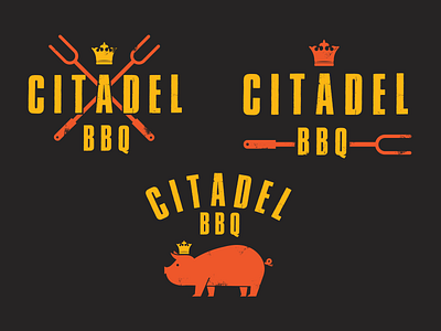 Citadel BBQ bbq branding design logo pig restaurant typography