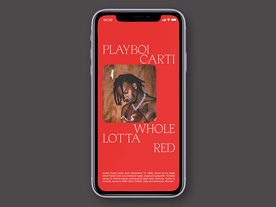 Playboi Carti Whole Lotta Red IPhone 11 Digital Editorial #1 app branding clean design flat graphic design identity illustration ios lettering minimal mobile photoshop red type typography ui ux web website