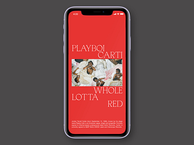 Playboi Carti Whole Lotta Red IPhone 11 Digital Editorial #2 app branding clean design flat graphic design identity illustration ios lettering minimal mobile photoshop red type typography ui ux web website