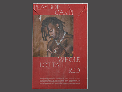 Playboi Carti Whole Lotta Red Poster #3 clean design flat graphic design lettering minimal mockup music photoshop poster poster design print print design red type