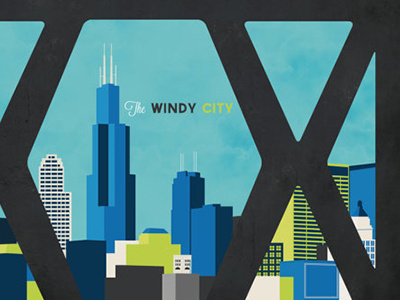Windy City Bridge Poster blue bridge chicago city illinois poster sky skyline windy windy city