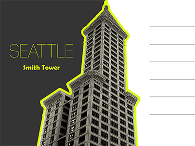 Smith Tower postcard ... ish architecture monochromic photography photoshop seattle