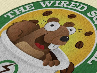 The Wired Squirrel cartoon cartoonish coffee design designer illustration logo orange