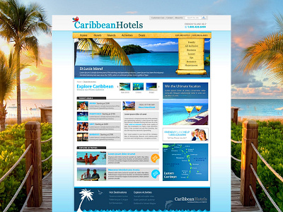 Carribean Hotels booking buttons carribean design hotels rooms sea site tropical ui webiste