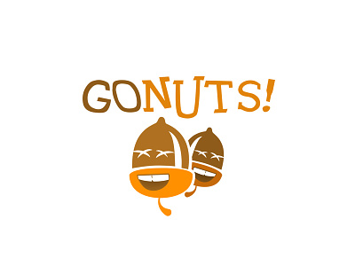 Go Nuts! crazy fun identity illustration insane laugh logo logotype nuts party smile typography