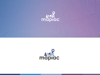 Logo blue branding design identity logo logotype map maps pin purple simple typo