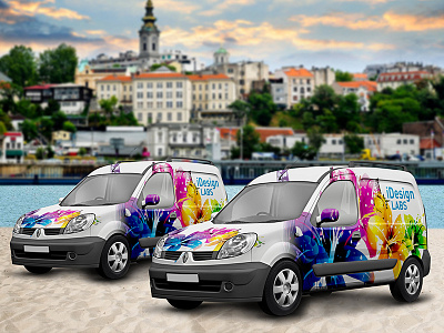iDesign Labs cars cityscape colorful creative design mock up