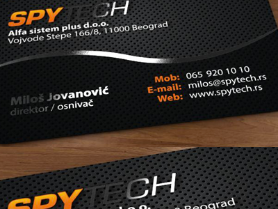 Spytech Card black business card design graphic design orange print webdesign
