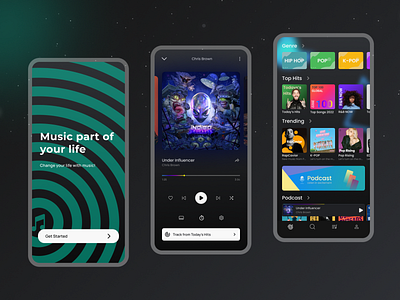 Mobile App: iOS Android App UI dark theme design mobile app mobile developer music app ui user interface