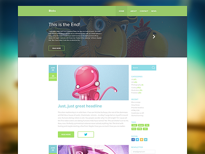 Bloks blog bloks colorful flat homepage landing modern psd simple ui web desgin