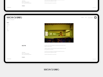Visions of Limbo - Photography Portfolio About me about me black brutalist design fonts gallery grid homepage images landing page layout logo minimal navigation photography portfolio typography ui website white