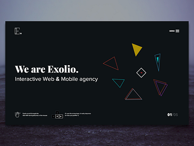 Retro Agency Visual Design agency black exolio geometry interface triangle ui web design website