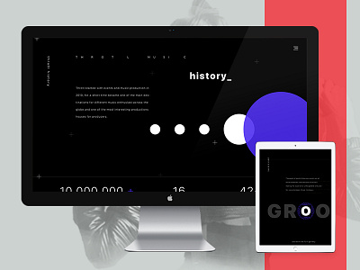 Festival History abstract dj event festival flat homepage landing page modern music navigation typography