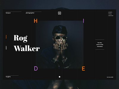 Rog Walker Tribute abstract black editorial homepage minimal navigation photography rog typography walker website