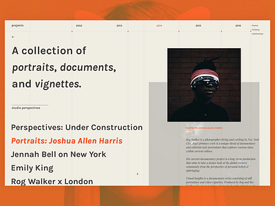 Project Showcase black editorial layout minimal navigation orange photography portfolio rog walker showcase typography website