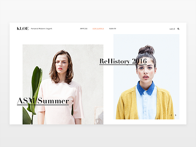Fashion Collection View clothing collection fashion homepage images landing page navigation photography typography