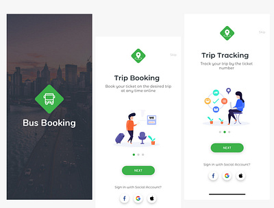 bus booking app design sketch