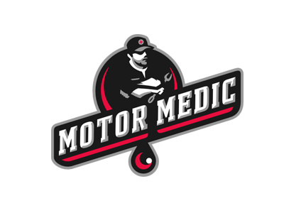 Motor Medic car logo man mechanic medic motor oil wrench