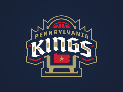 Pennsylvania Kings badge basketball branding crown illustration kings logo sports sports branding throne typography