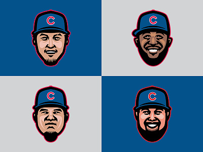 2016 World Champs baseball chicago cubs icon illustration players