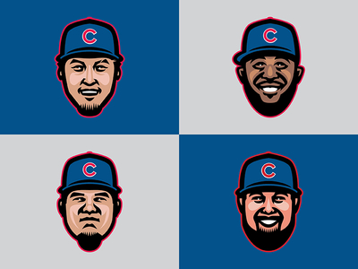 2016 World Champs baseball chicago cubs icon illustration players