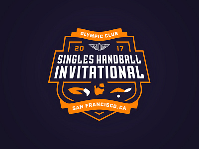 Singles Handball Invitational badge design handball logo sports tournament