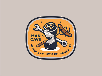 Man Cave beer hot dog illustration sign type vector wrench